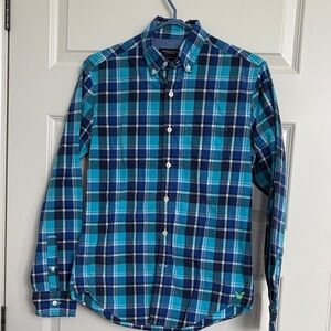American Eagle Outfitters Teal and Navy Plaid Shirt